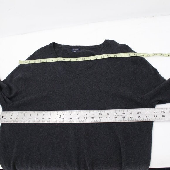 J Crew Sweater Mens Medium Cotton Cashmere V Neck knit charcoal Casual Pullover - Picture 9 of 9
